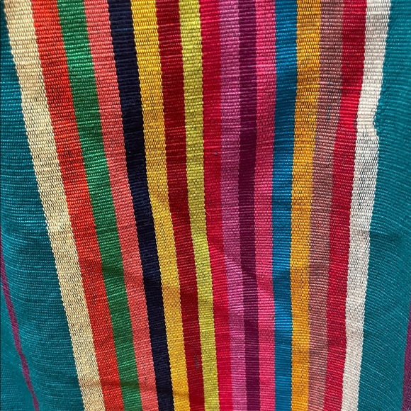 Oaxaca Mexican Blue Vibrant Multi Color Strippe Bag - Picture 4 of 4